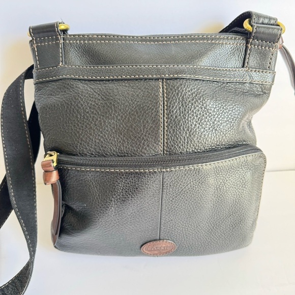 Fossil Y2K Morgan Bag Black Leather Crossbody Messenger Purse Travel Everyday - Picture 8 of 12